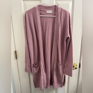 Pink Rose Pink Cardigan Sweater Lightweight Open-Front